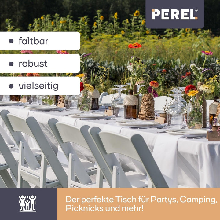 Perel Klapptisch, Buffettisch, Campingtisch, Picknicktisch, Holzoptik schwarz, klappbar tragbar mit
