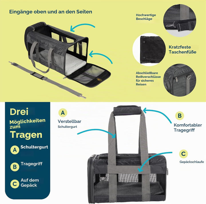 Sherpa Travel Transportbox für Haustiere, von Fluggesellschaften zugelassen, Large, anthrazit Large