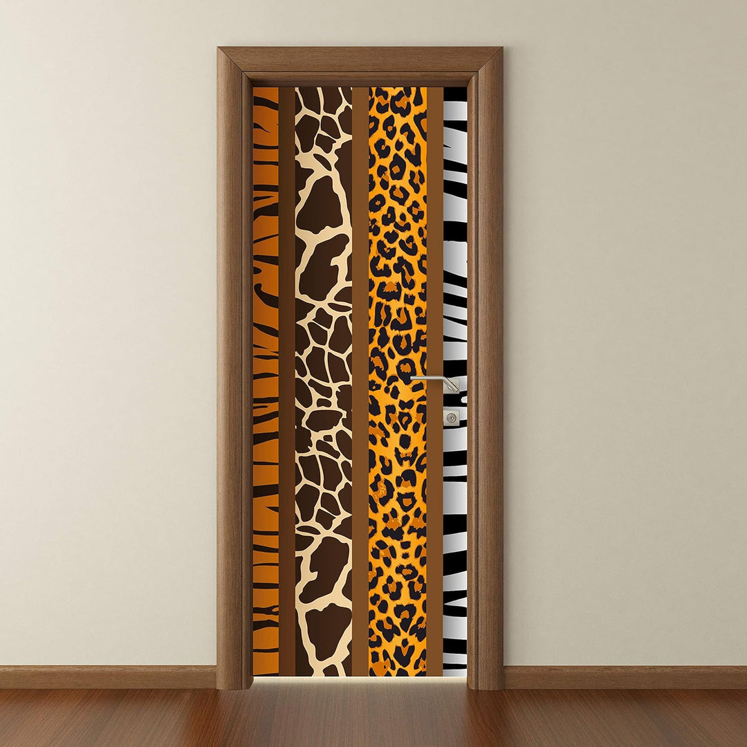 wandmotiv24 Türtapete Afrika Tiermuster 70 x 200cm (B x H) - Dekorfolie selbstklebend Sticker für Tü