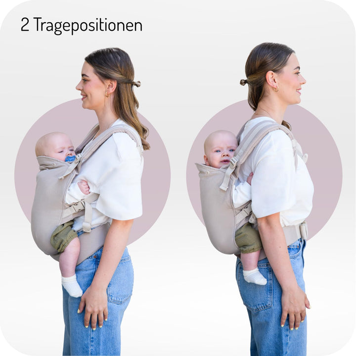 MoMi COLLET Babytrage für Kinder im Alter 3–48 Monate (3–15 kg Körpergewicht), 2 Tragepositionen mit