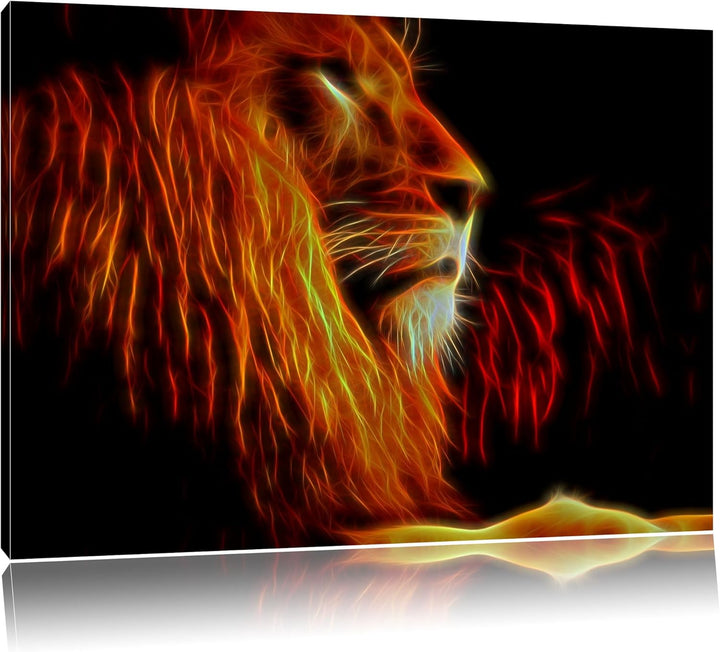 Dark Majestätischer Löwe, Natur, Afrika Bild auf Leinwand, XXL riesige Bilder fertig gerahmt mit Kei