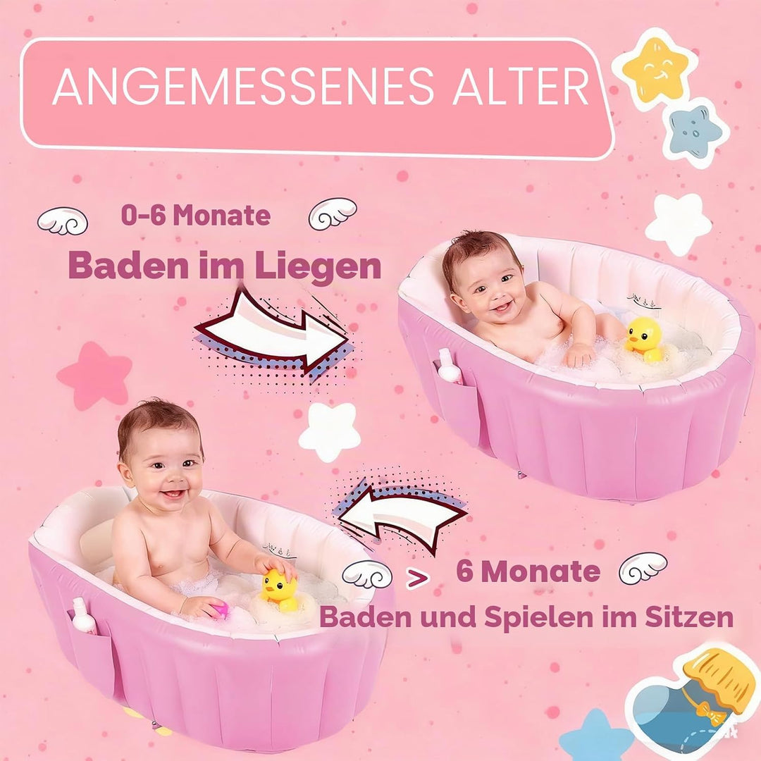 Aufblasbare Baby Badewanne, Säuglings Kinder Badewanne mit Luftpumpe, Reise Tragbare Badewanne für D