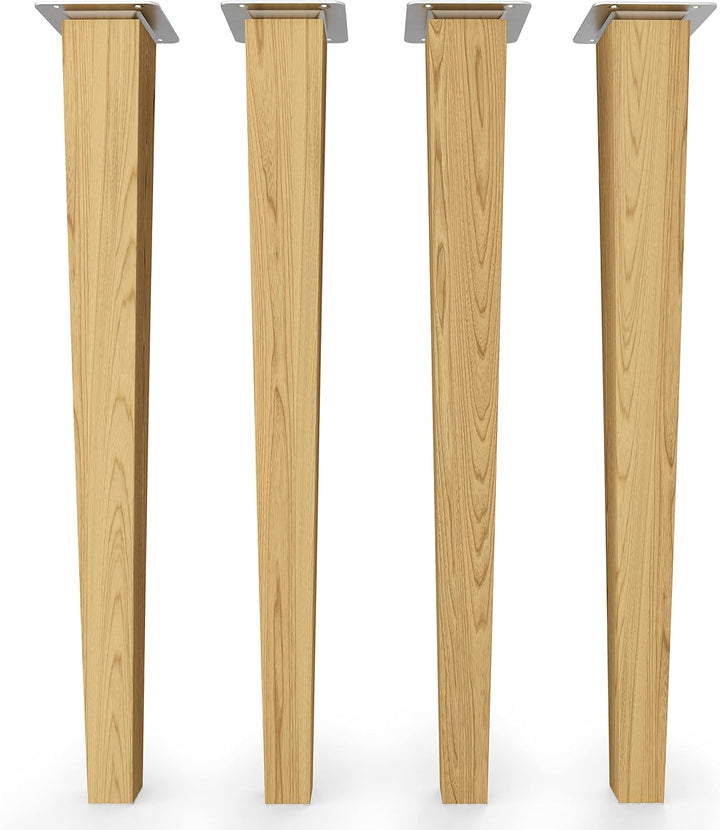 Sossai® Holz-Tischbeine - Clif Square | Öl-Finish | Höhe: 45 cm | HMF3 | eckig, konisch (gerade Ausf
