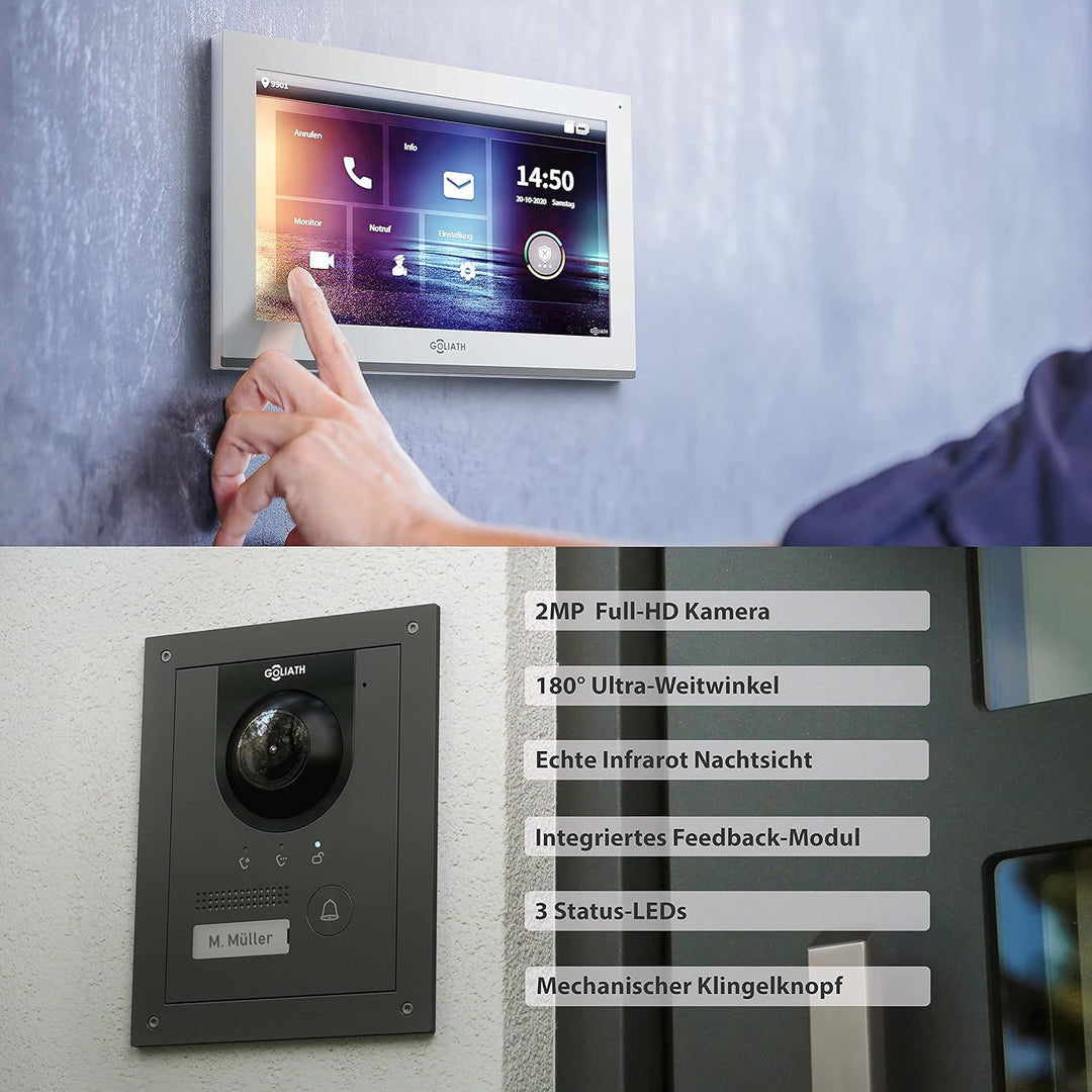Goliath Hybrid | IP | Full-HD Video Türsprechanlage | App | 1-Fam | 2 x Full-Touchscreen 25,4 cm (10
