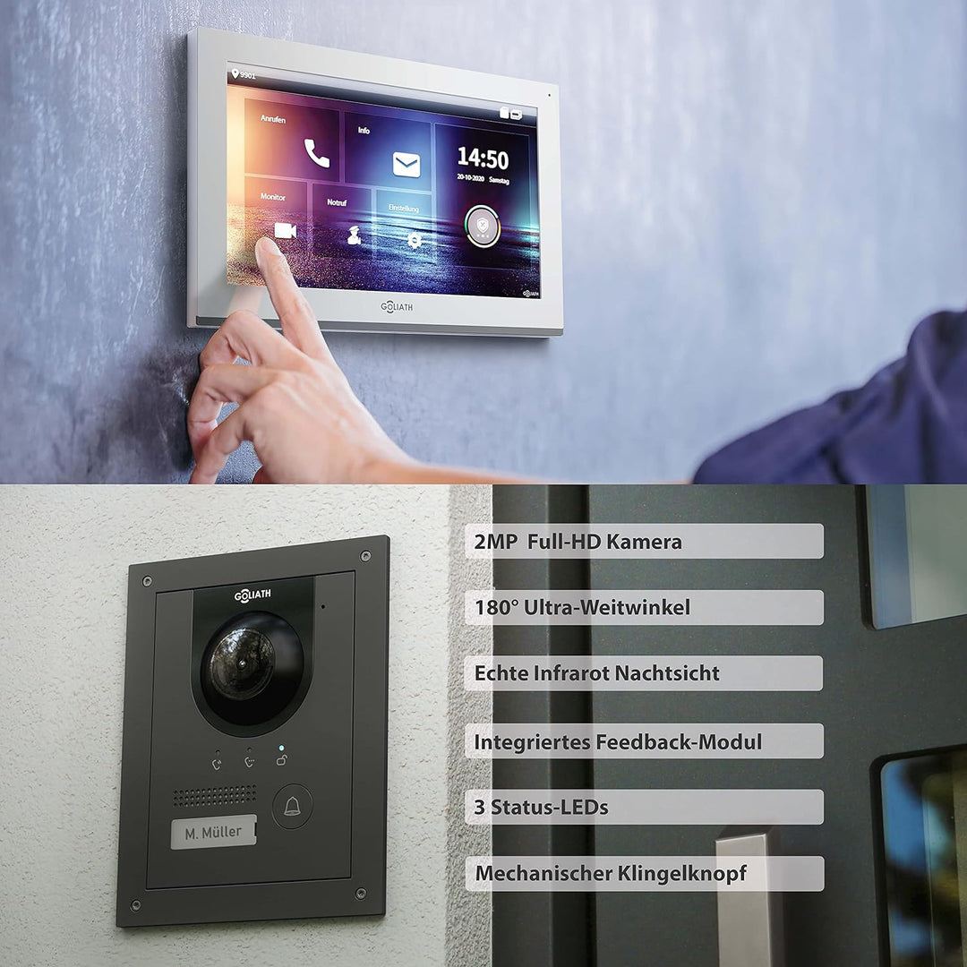 Goliath Hybrid | IP | Full-HD Video Türsprechanlage | App | 1-Fam | 2 x Full-Touchscreen 25,4 cm (10