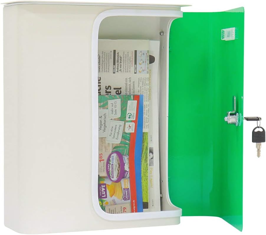 Rottner Briefkasten Splashy (Weiss NeonGrün), Weiss Neongrün
