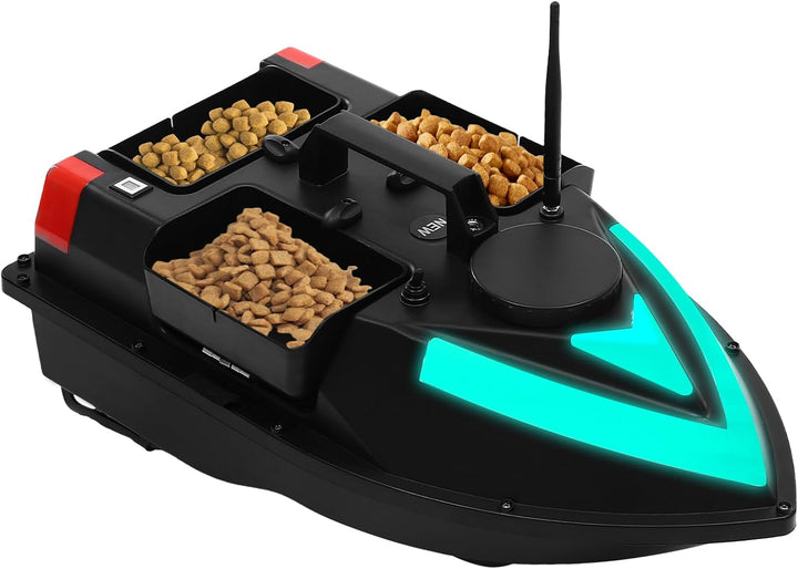 Futterboot Angeln, 500m GPS Postion Angelköder-Boot mit Fernbedienung & 3 Katapultbuchten für Flüsse