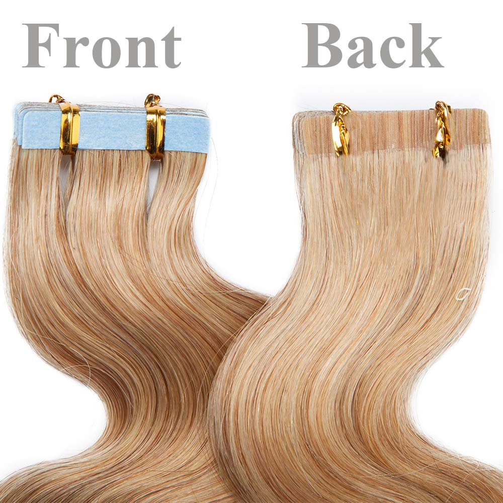 SEGO Tape Extensions Echthaar GEWELLT 35cm Klebeband Haarverlängerung 20 Stück 40G mit 10 PCS Doppel