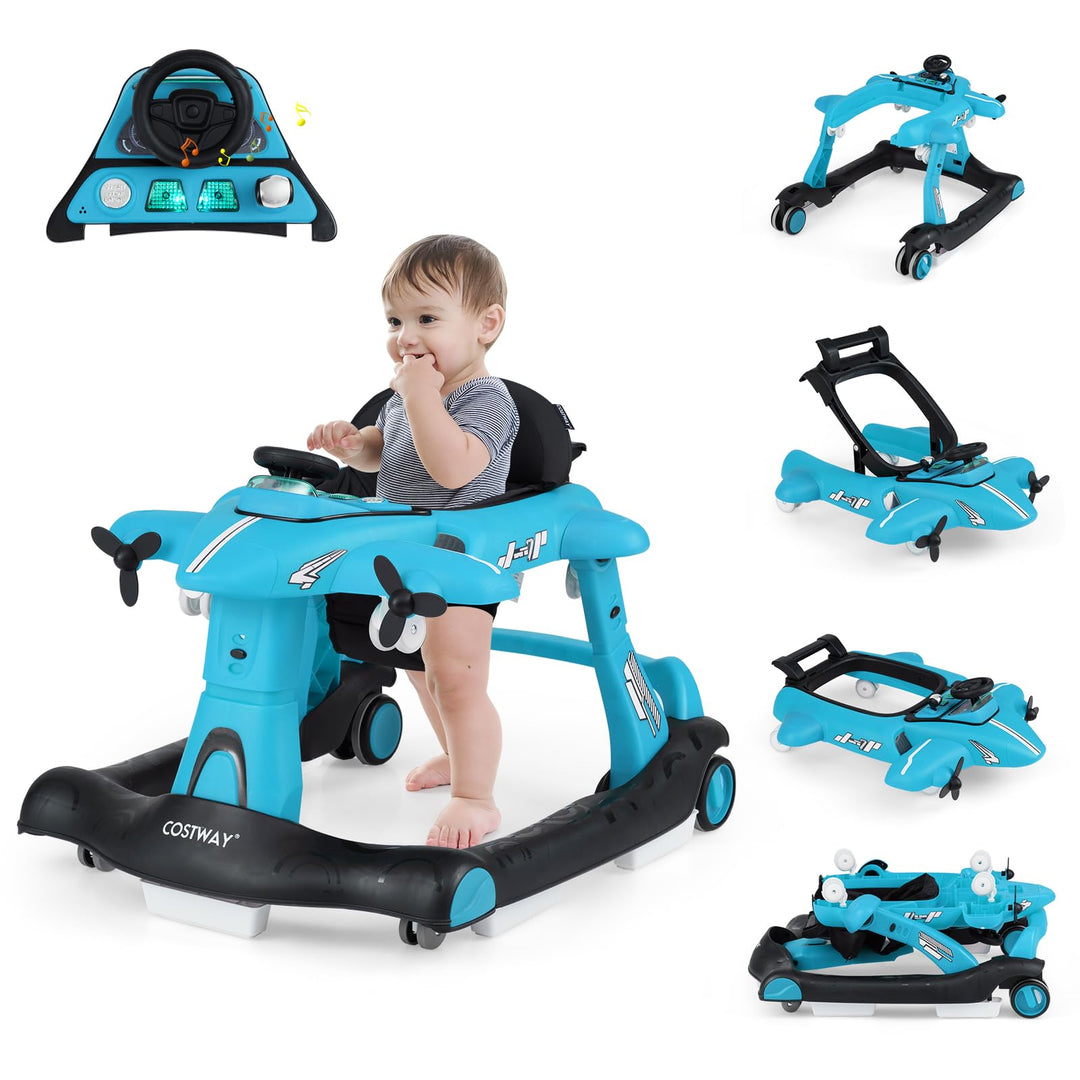 FANTASK Lauflernwagen Baby Walker, Lauflernhilfe 6 in 1 klappbar verstellbare Höhe Geschwindigkeit m