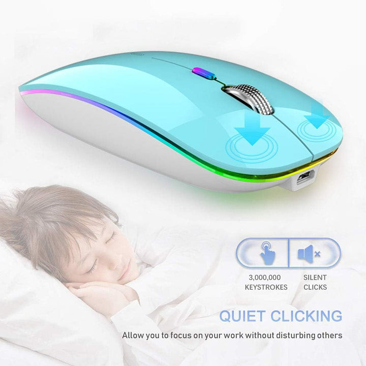 Uiosmuph Bluetooth Maus Kabellose, LED Funkmaus wiederaufladbar Leise Wireless Mouse 2.4GHz Kabellos