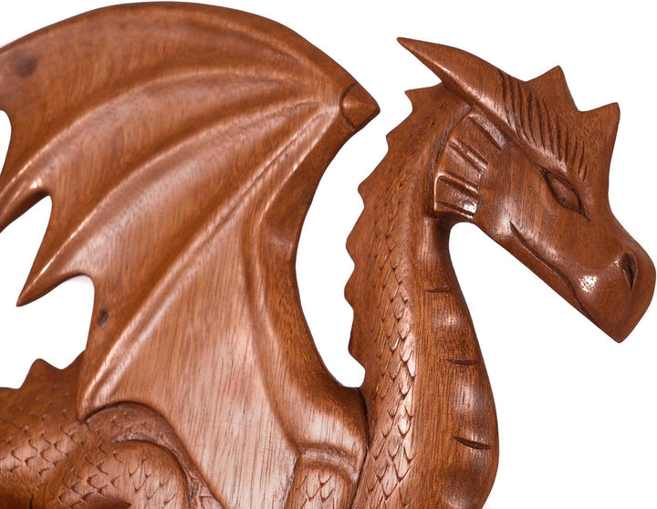 Windalf Wandbild TIAMA 28 cm Holzdrache Rechts schauend Handarbeit aus Holz
