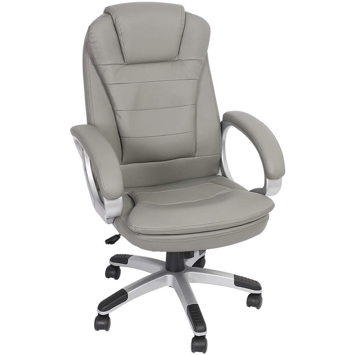 Melko Bürostuhl ergonomisch Bürodrehstuhl mit Armlehne Gamingstuhl Grau PU-Leder Chefsessel 120 kg B