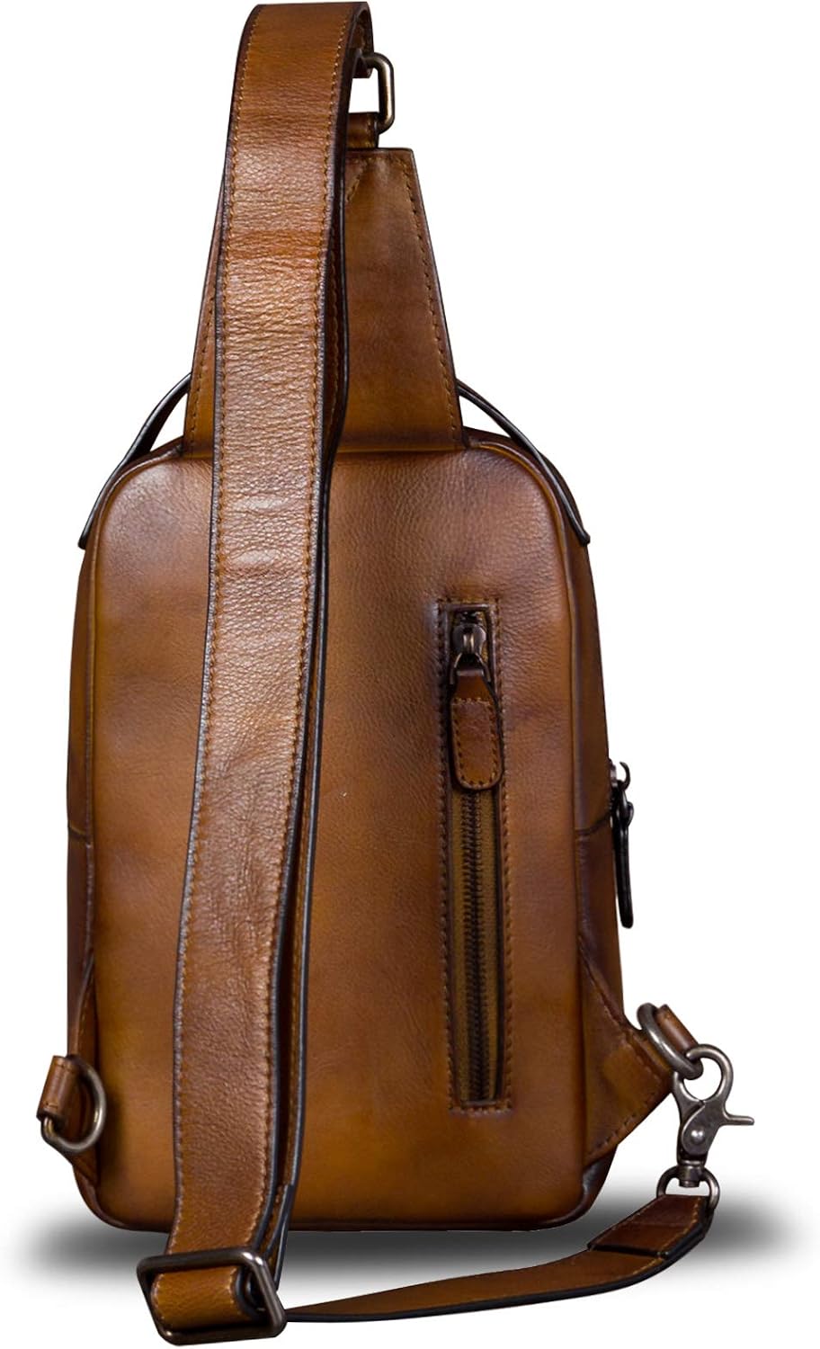 IVTG Genuine Leather Sling Bag for Men and Women Vintage Real Leather Sling Backpack Shoulder Crossb
