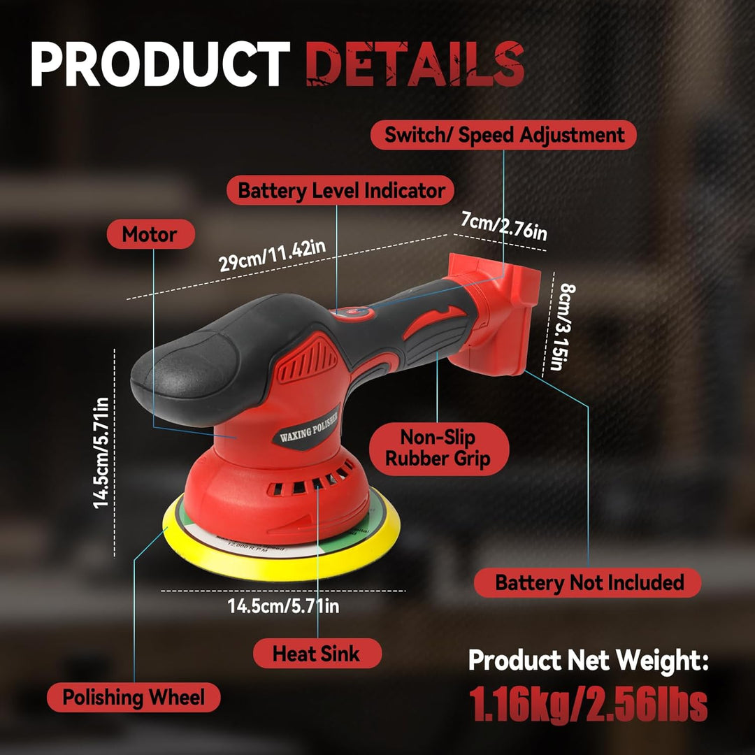 Kabelloser Autopufferpolierer Kompatibel mit Milwaukee 18V Batterie, 8 variable Geschwindigkeiten Au