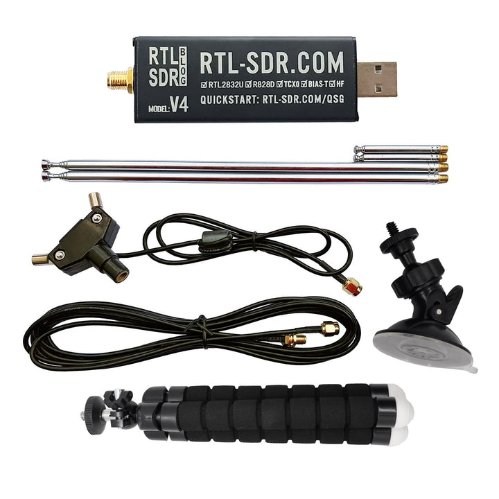 RTL-SDR Blog V4 R828D RTL2832U 1PPM TCXO HF Bias Tee SMA Software Defined Radio with Dipole Antenna