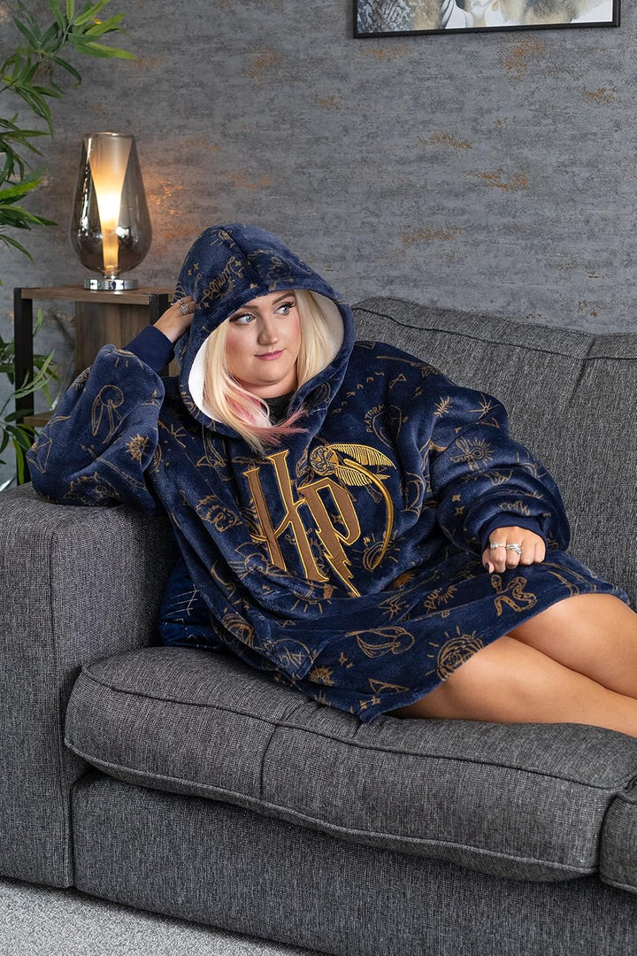 Harry Potter Vuddie Übergrosser Decken-Hoodie für Männer und Frauen, Symbole und Logo, Flauschiger F