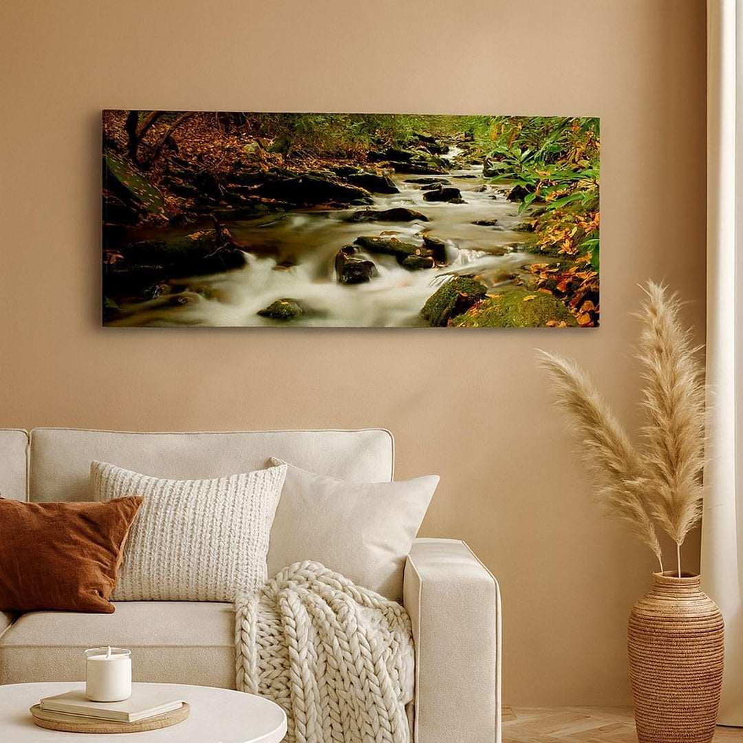Wandbilder Dekoration Wohnzimmer Bäume Strom Felsen Panorama Bilder auf Leinwand 120x50cm Leinwandbi