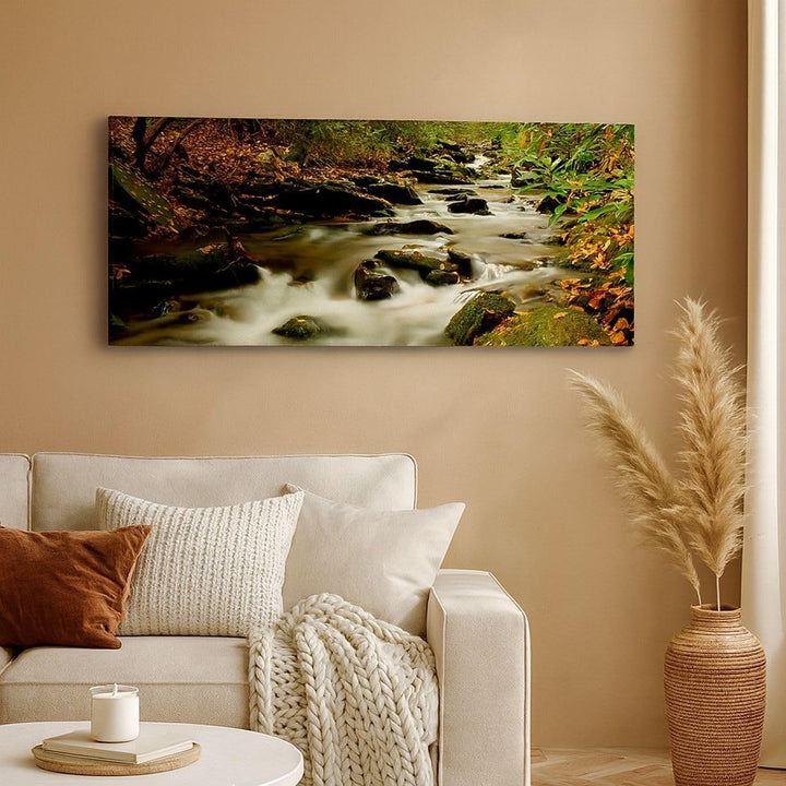 Wandbilder Dekoration Wohnzimmer Bäume Strom Felsen Panorama Bilder auf Leinwand 120x50cm Leinwandbi