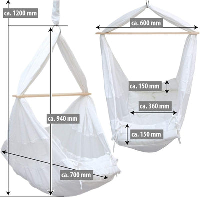 AMANKA Baby Federwiege mit 100cm Kette - Schwerlast Deckenhaken - Hängematte mit Feder und Matratze