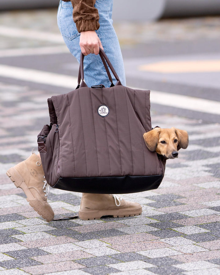Hundetragetasche Donna 3-in-1 Hundetasche, Autositz & Reisebett in einem Schokobraun- Für kleine Hun