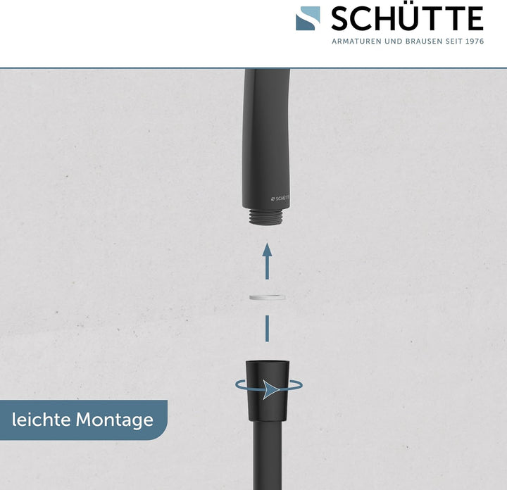 SCHÜTTE RAVEN Brauseschlauch mit Handbrause und Wandhalter | Duschbrause mit 3-fach verstellbarem Du