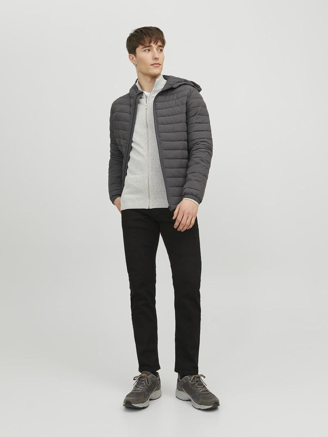 Jack & Jones Men's Jjerecycle Raw Puffer Hood Noos Jacket M Asphalt, M Asphalt