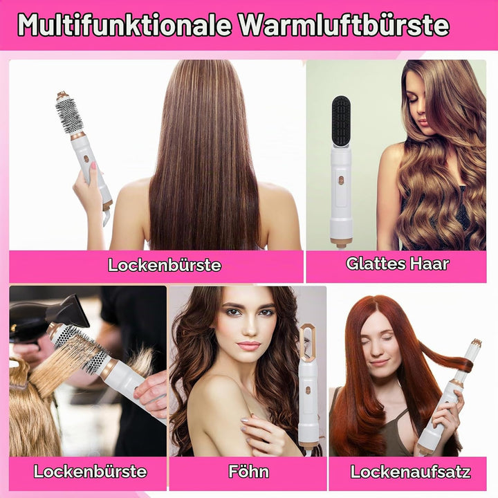 Airstyler Set, 5 in 1 Warmluftbürste Set Stylingbürsten mit Haartrockner Rundbürstenföhn Airflow Mul