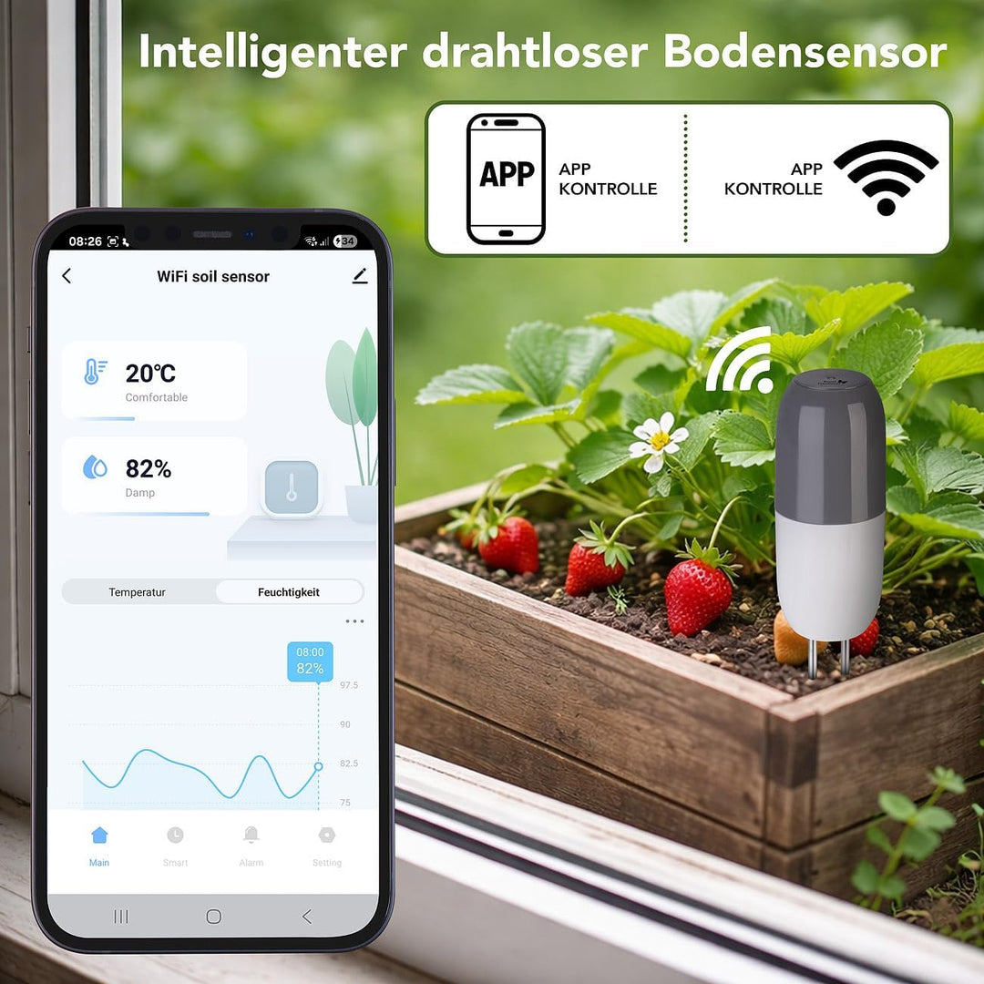 Royal Gardineer Smart Home Bewässerungen: 4er-Set WLAN-Bewässerungscomputer mit Bodensensor (Bewässe