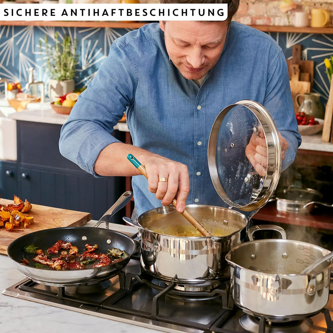 Tefal Jamie Oliver Cook' Smart Edelstahl-Wokpfanne 28cm mit Titanium 2X Antihaftversiegelung, E31019