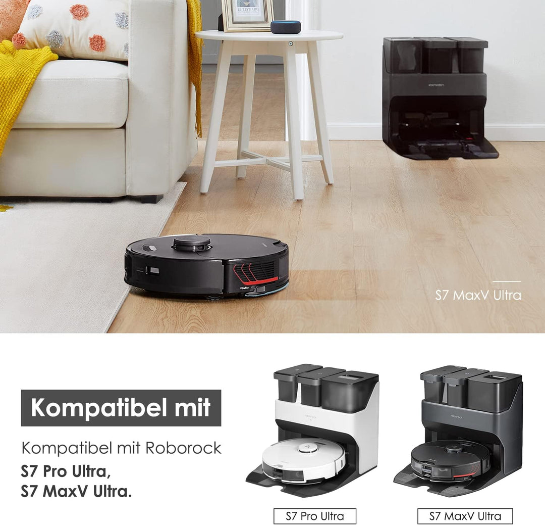 Zubehörset für Roborock S7 MaxV Ultra/ S7 Pro Ultra, 6*Staubbeutel 1*Main Rollbürste 2*Seitenbürsten