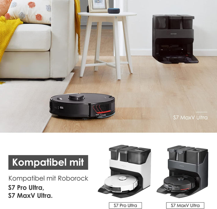 Zubehörset für Roborock S7 MaxV Ultra/ S7 Pro Ultra, 6*Staubbeutel 1*Main Rollbürste 2*Seitenbürsten