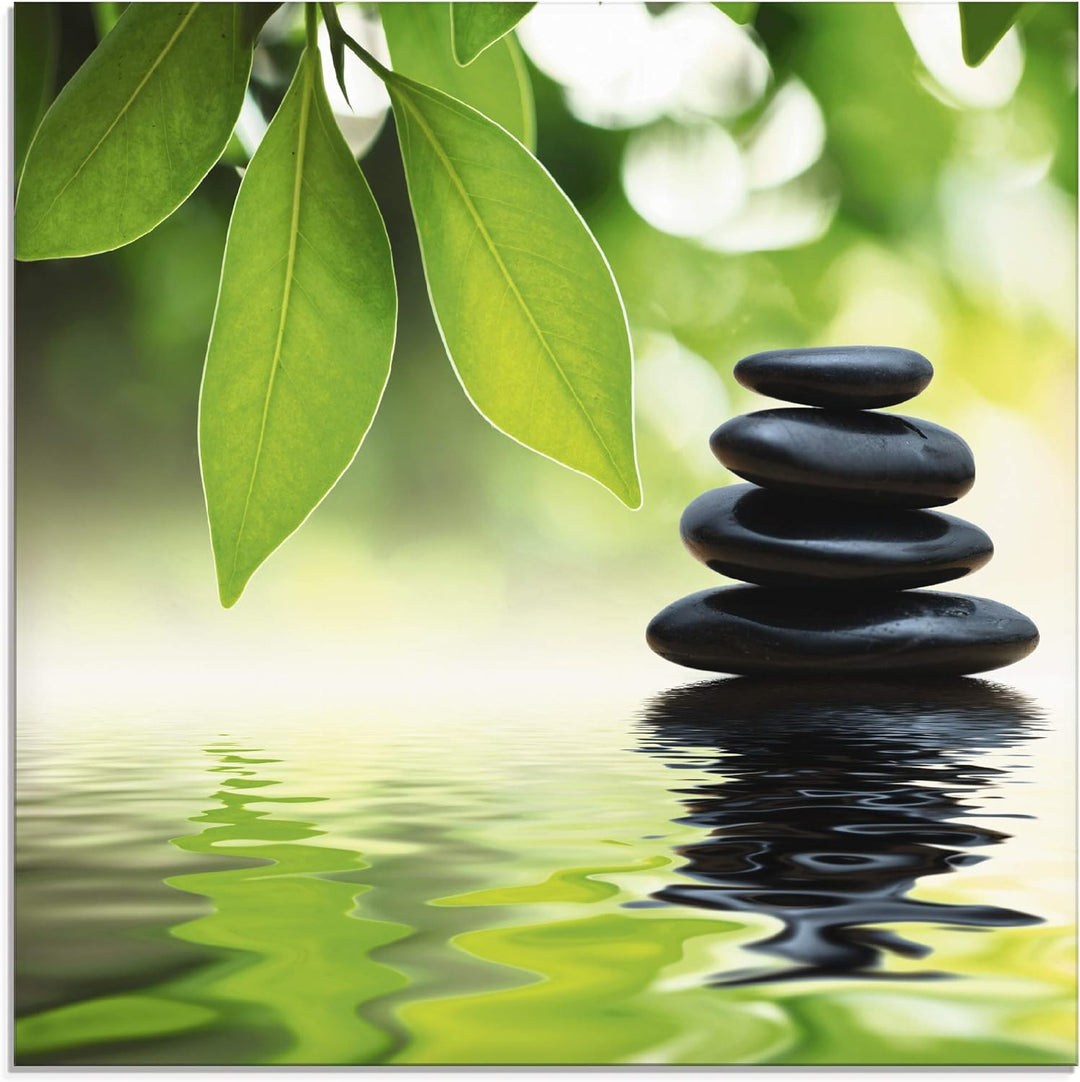 ARTland Glasbilder Wandbild Glas Bild einteilig 40x40 cm Quadratisch Asien Wellness Entspannung Spa