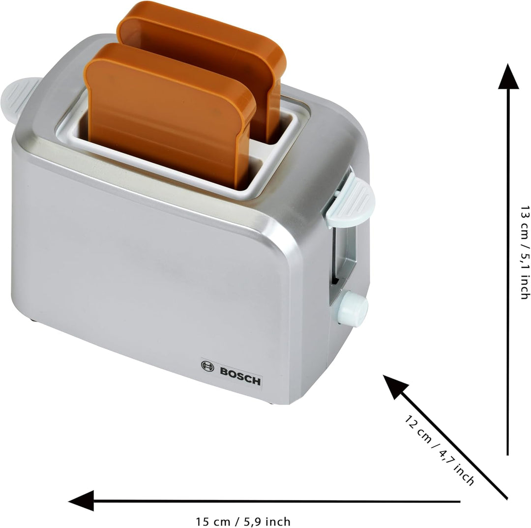 Theo Klein 9210 Bosch Toaster mit mechanischer Toastfunktion I Inklusive 2 Scheiben Spielzeugtoast I
