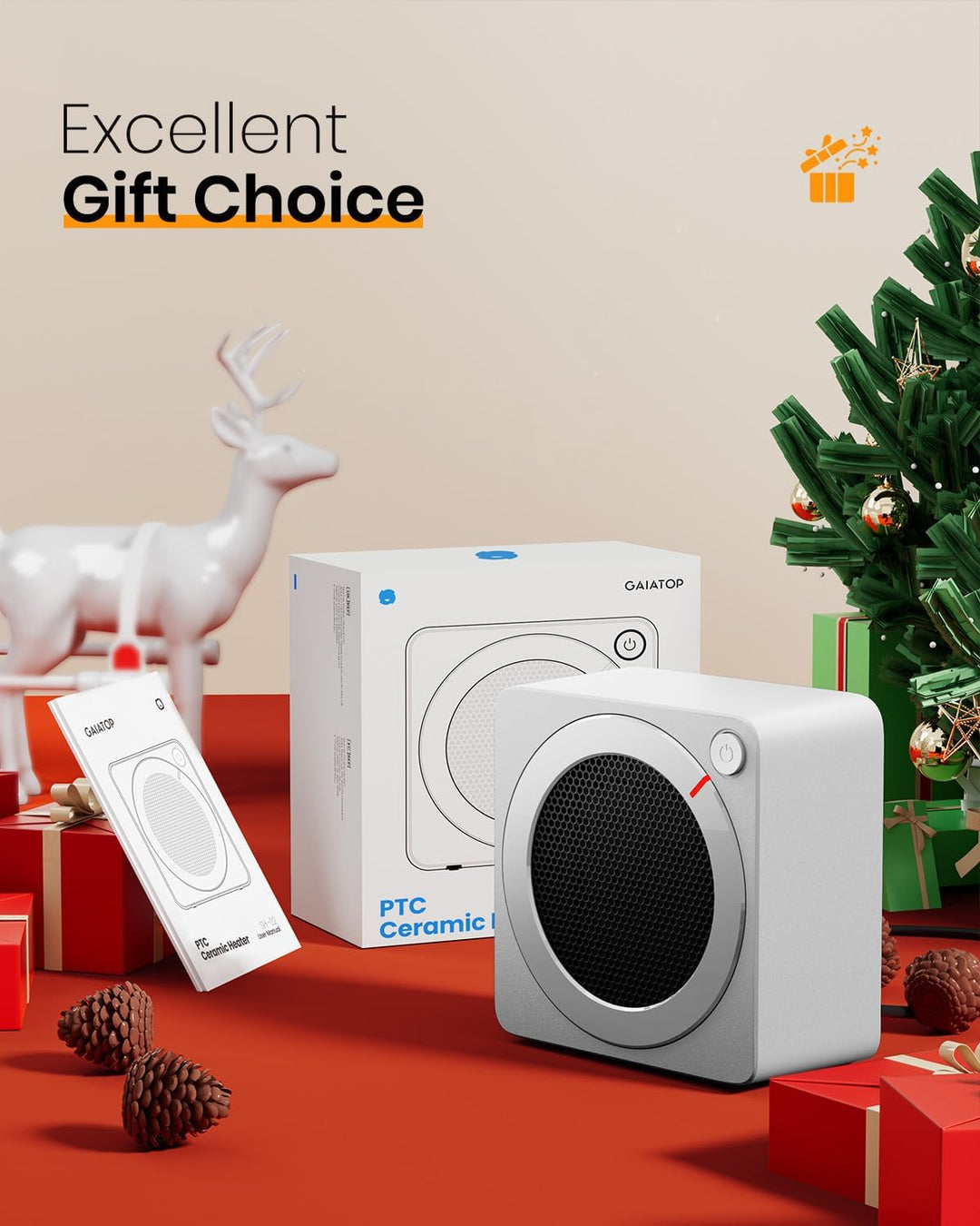 Gaiatop Mini Heizlüfter Energiesparend 500W, Heizlüfter Klein mit 2s PTC-Keramikheizung, mit Überhit