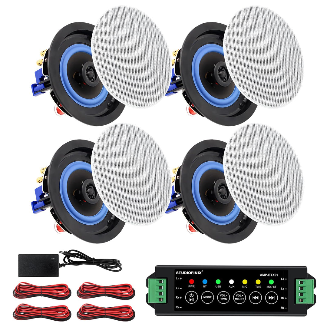 STUDIOFINIX 4-Zoll-320-Watt-2-Wege-Bluetooth-Ceiling-Speakers-Paket für Home Theater System, Wohnzim