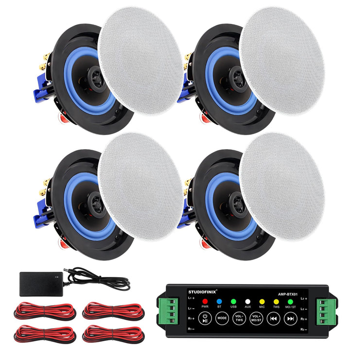 STUDIOFINIX 4-Zoll-320-Watt-2-Wege-Bluetooth-Ceiling-Speakers-Paket für Home Theater System, Wohnzim
