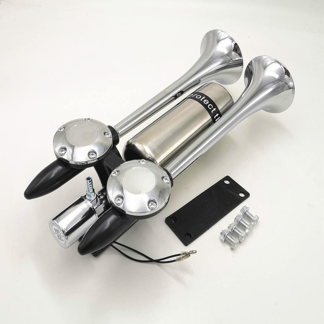 Autohupe Bootshupe 175DB Car Horn Schiffshupe Verlängern Sie den Ton Doppelrohrhupe Lufthupe Silber