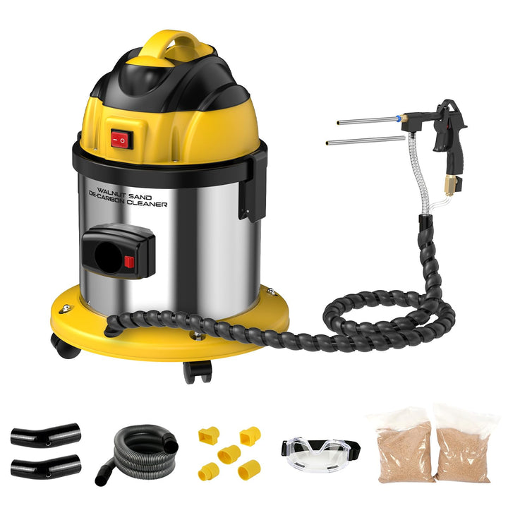 KAISAL 220V Nussschalen Strahlgerät, 13L Walnuss Sandstrahlgerät 1200W Nussschalengranulat Sandstrah