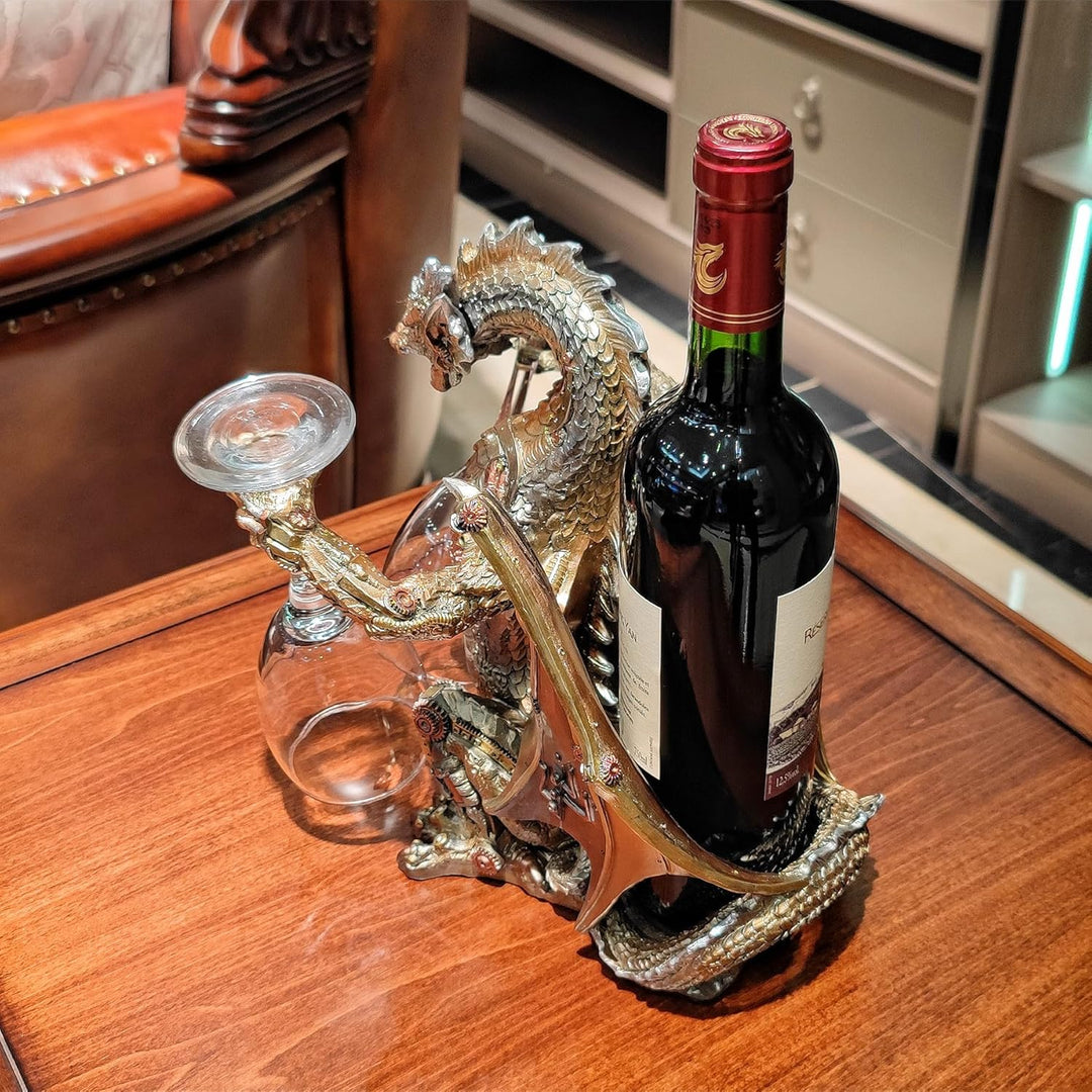 OUTOUR Gothischer Metall-Weinregalständer (29,5 cm Höhe) für Home-Bars, Man Caves & einzigartige Dek