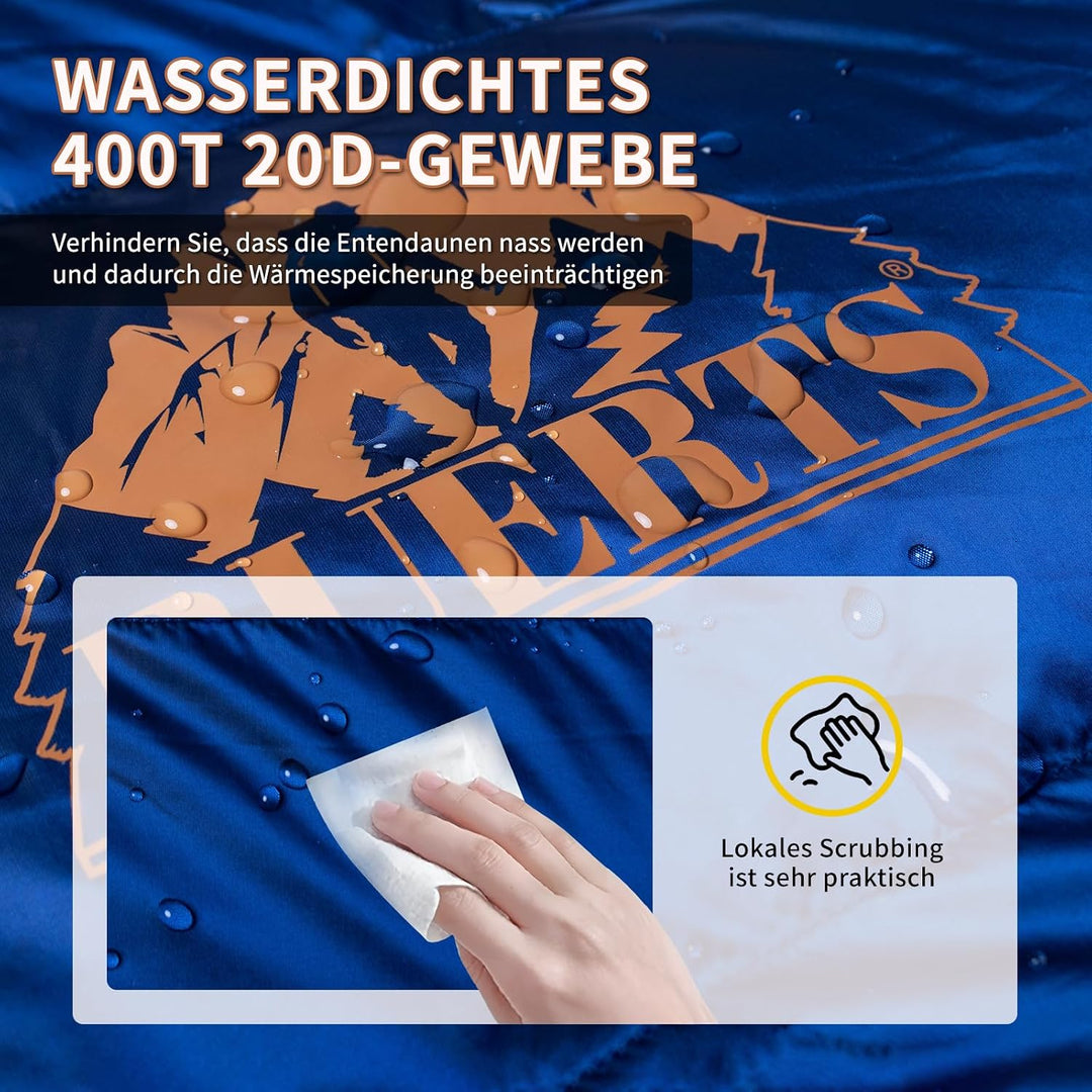 Winter-Daunenschlafsack, für 0 bis -24°C kaltes Wetter. Ultraleichter Mumien-Schlafsack, für Erwachs