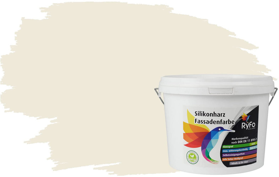 RyFo Colors Silikonharz Fassadenfarbe Lotuseffekt Trend Weisstöne Cremé 3l - bunte Fassadenfarbe, we