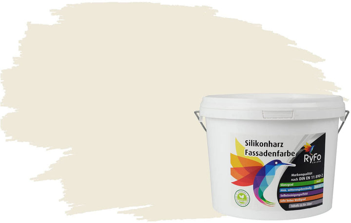 RyFo Colors Silikonharz Fassadenfarbe Lotuseffekt Trend Weisstöne Cremé 3l - bunte Fassadenfarbe, we