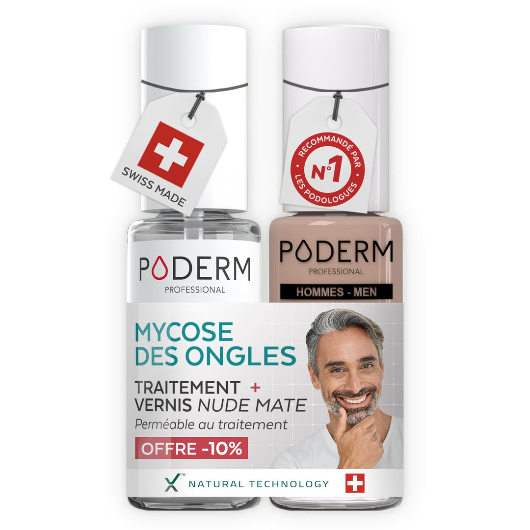 PODERM 2-in-1 Nagelpilz + Nagellack in Nudefarbe, speziell für Herren – Anti-Pilz-Pflege, repariert