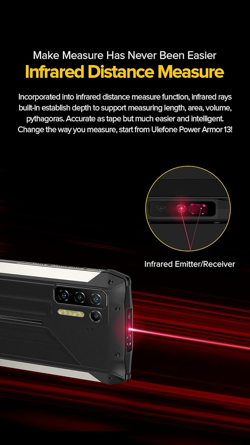 Ulefone Power Armor 13 Outdoor Handy ohne Vertrag，13200mAh Akku,Infrarot Entfernungsmessung, 6,81&