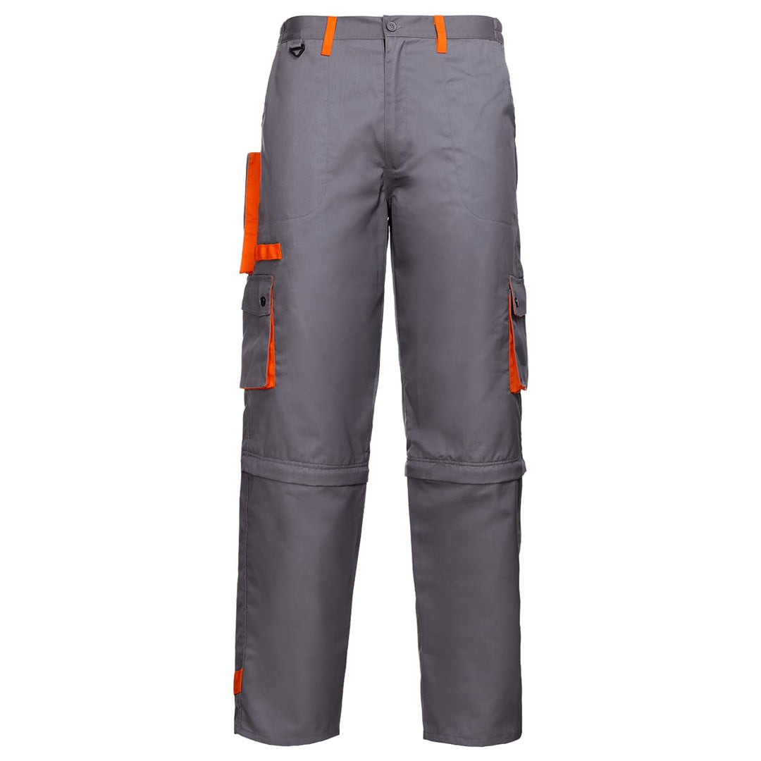Stenso Desman Herren Bundhosen Cargohose und kurzen Arbeitshosen 2 in 1 - Grau/Orange 54, 54