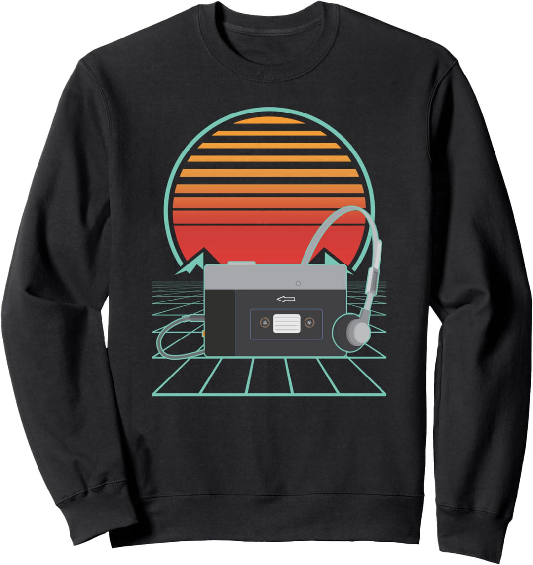 Retro 80er 90er Jahre Party Oldschool Tape Kassetten Walkman Sweatshirt