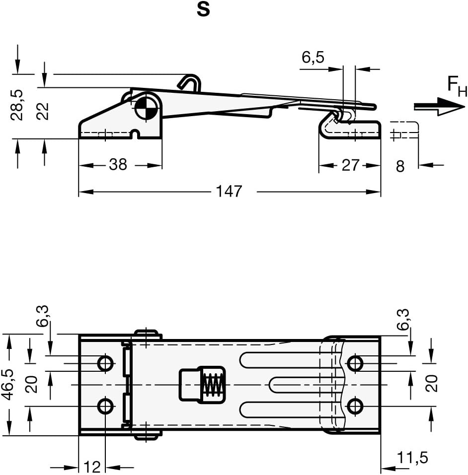 Ganter Normelemente | Spannverschlüsse - GN 821-400-S-ST-1 | Mit Sicherung | Stahl | verzinkt, blau
