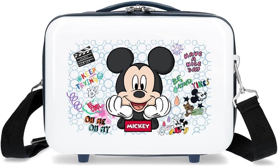 Disney Mickey Be Cool Anpassbarer Kulturbeutel mit blauem Schultergurt 29 x 21 x 15 cm, starres ABS,