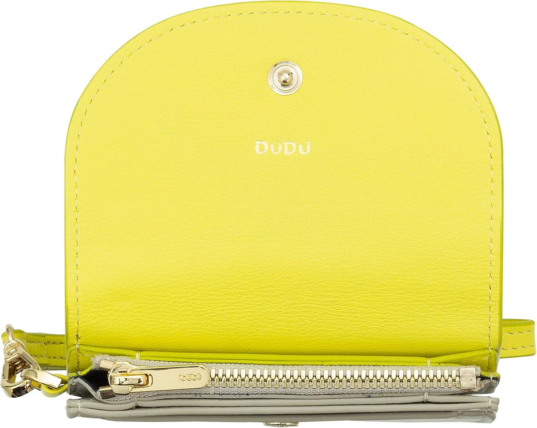 DUDU Damen-Portemonnaie aus Leder fürs Handgelenk, kleines fabiges Damen-Portemonnaie mit Münzfach,