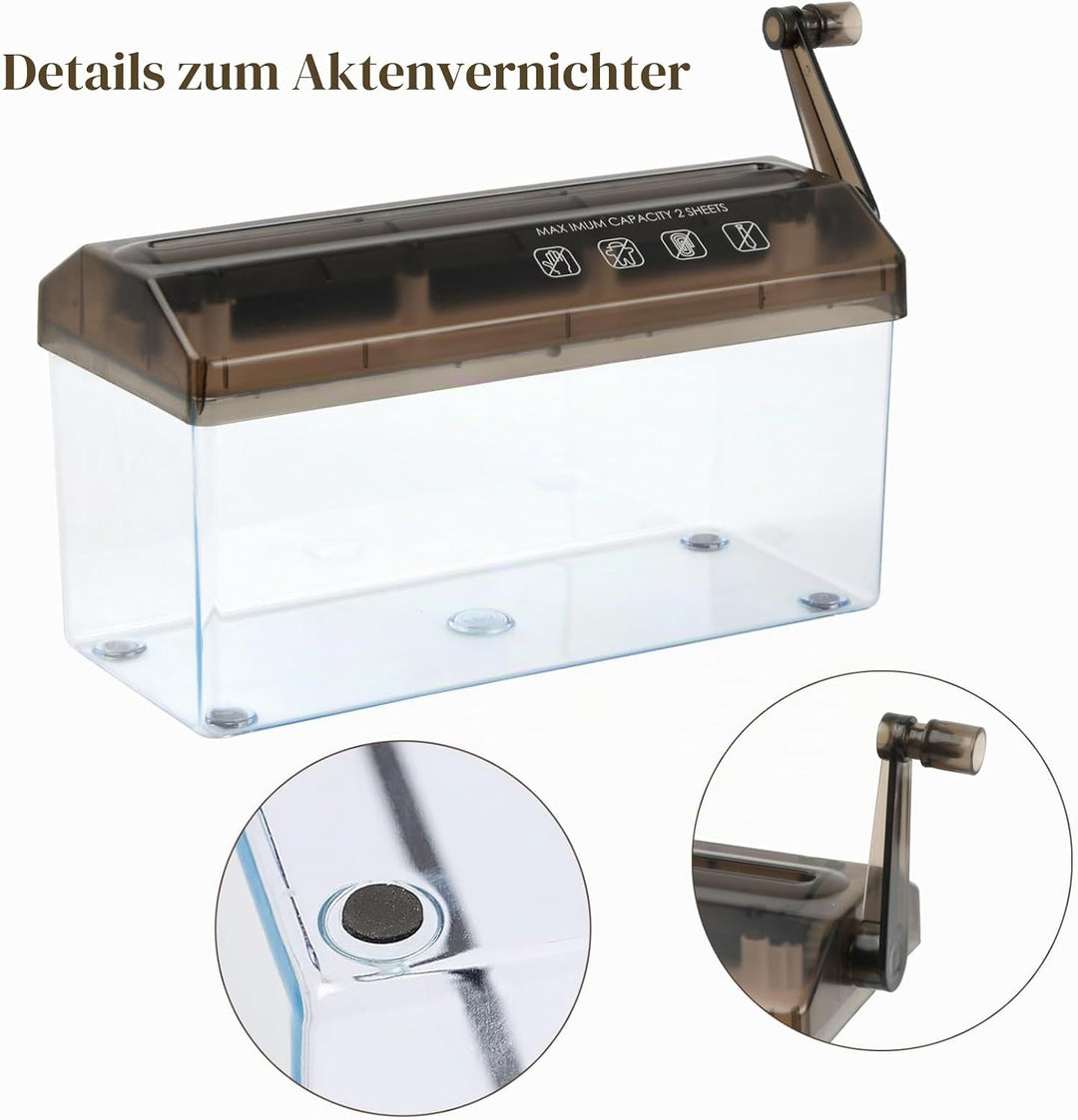 Ehuihuan Aktenvernichter Hand, Schredder Aktenvernichter Mini, Aktenvernichter Klein Manuell, Papier